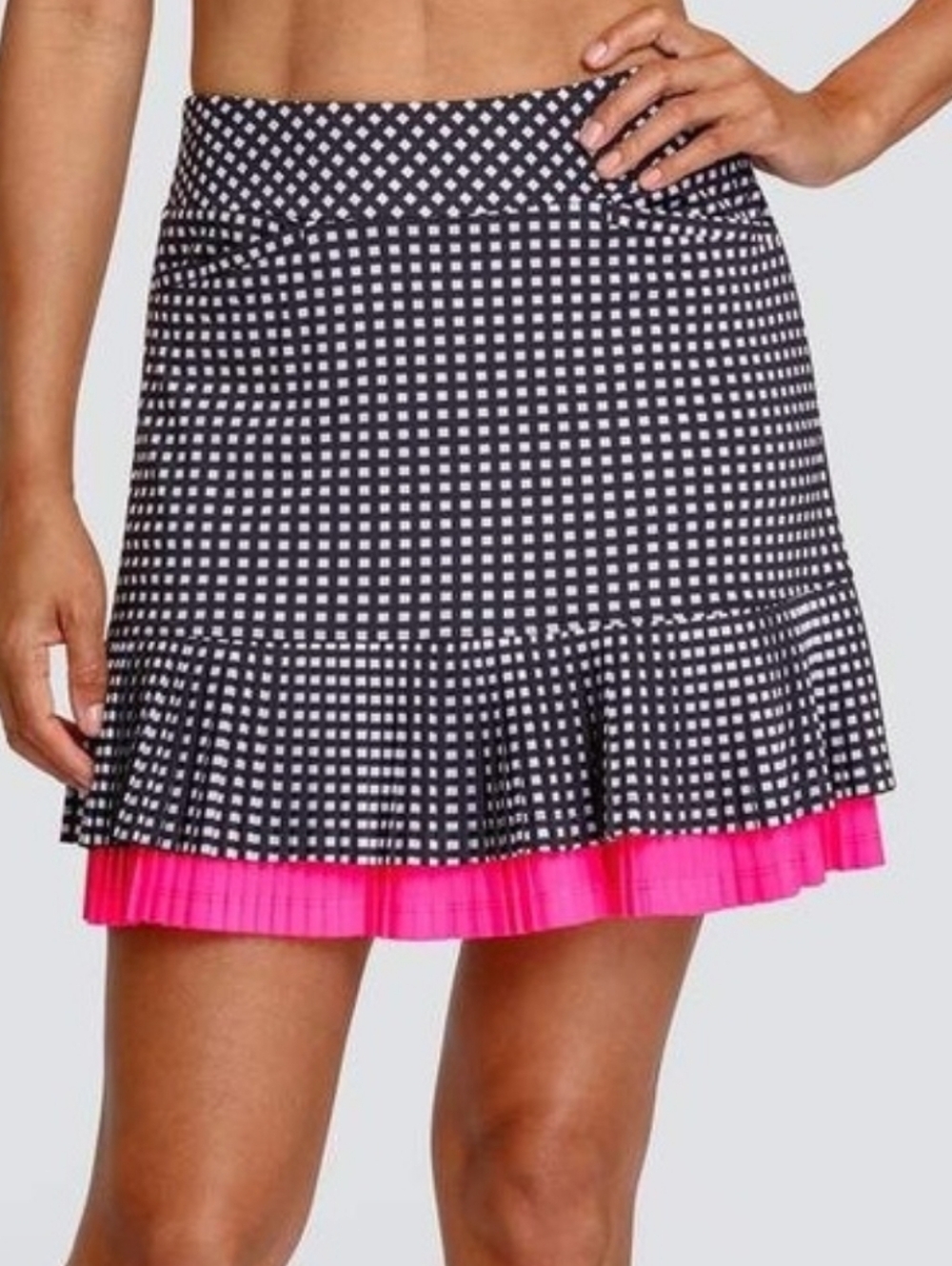 Tail Black & Hot Pink Checked Skort with Pleated Pink Underskirt